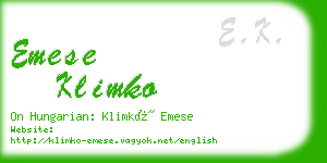 emese klimko business card